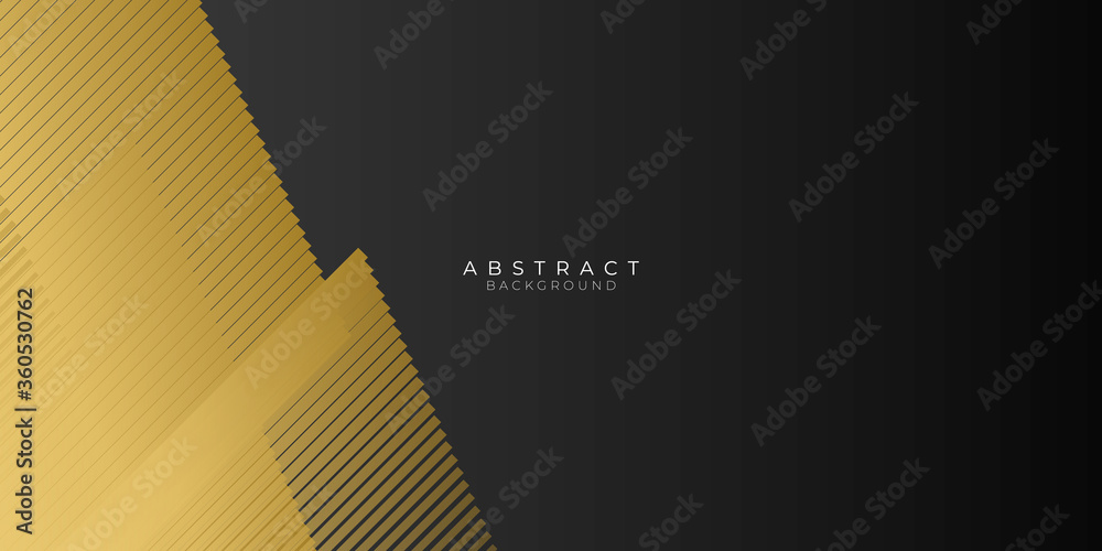 Wall mural Abstract Geometric Black and Gold Background - Dark Lines Stripe Shapes with Golden Lines, Vector Illustration with blank copy space