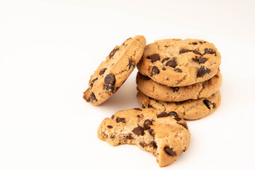 Сhocolate chip cookies close-up on a uniform background