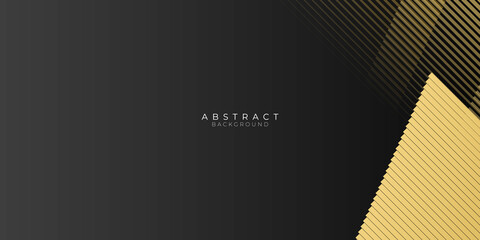 Abstract template black neutral carbon geometric diagonal with golden gold lines stripe border on black background