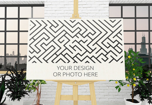 Poster Easel Stand Mockup