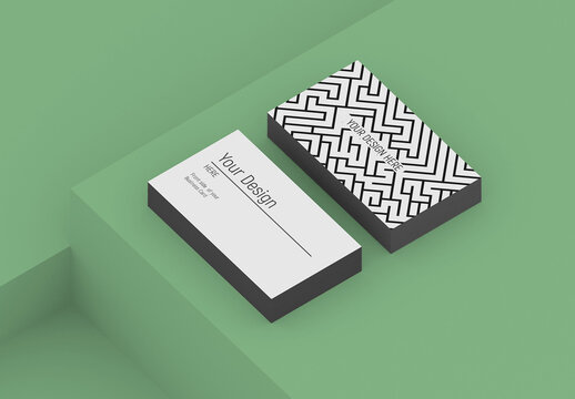 Isometric Minimalist Business Card Mockup with Editable Background
