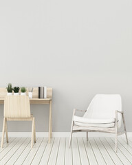 Working space in house.empty room with chair and wooden table working. modern interior design. -3d rendering