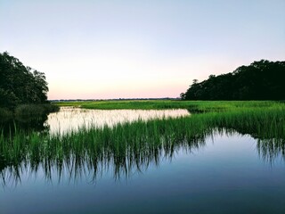 sunset over the river