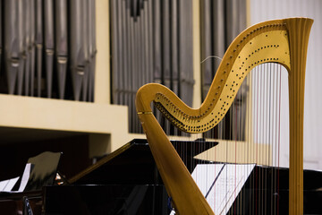 The stage is ready for the orchestra