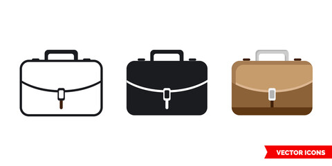 Suitcase icon of 3 types. Isolated vector sign symbol.