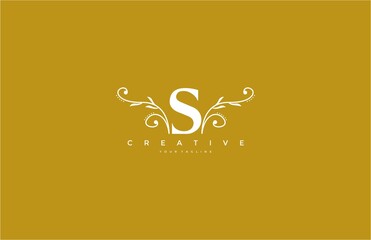 S Letter Graceful Floral Monogram Design Template