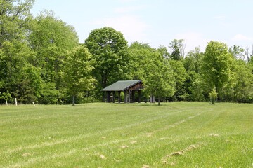 The wood structure in the field of the countryside.