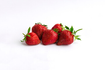Ripe red strawberry isolated on white background