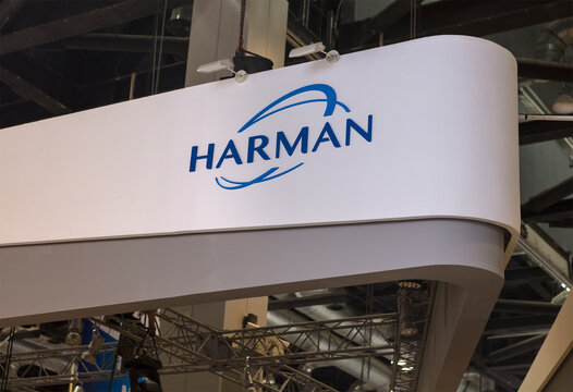 BEIJING, CHINA-APRIL 14, 2017: HARMAN sign is seen during the Info Comm China at the China National Convention Center.