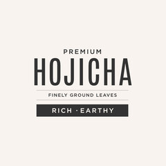 Japanese Hojicha Green Tea Logo Label Vector Text Illustration Background