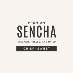 Sencha Green Tea Matcha Logo Label Vector Text Illustration Background
