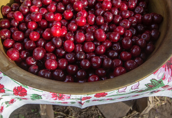 making delicious fragrant homemade cherry jam