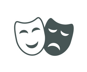 Theatre masks icon.  Theatre icon.  Theatre emotion masks. 