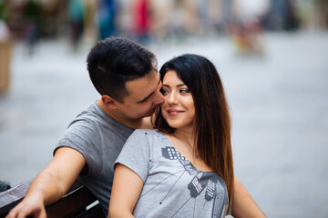 Couple have fun in the city. lviv