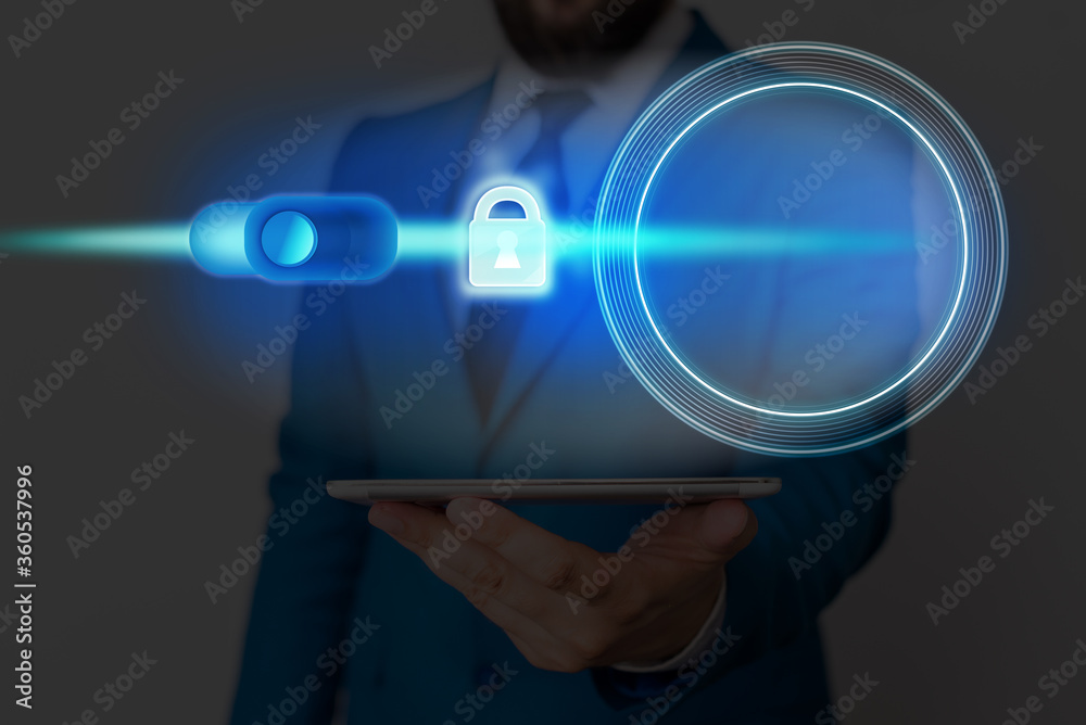Poster graphics padlock for web data information security application system