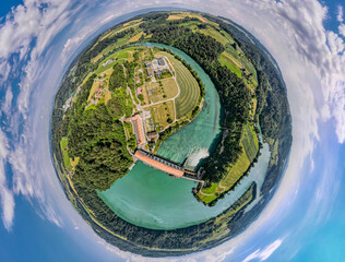 Illustration vom Wasserkraftwerk M&uuml;hleberg bei Bern, Schweiz 