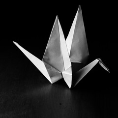 Origami bird in b&w