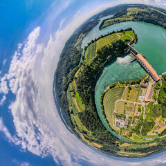 Illustration vom Wasserkraftwerk M&uuml;hleberg bei Bern, Schweiz 
