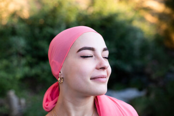 Portrait of a beautiful woman recovering after chemotherapy