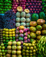 colorful fruitscape of organic tropical fruits