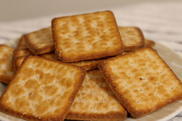 Delicious crispy wafer, slightly sweet and coated with sugar crystals.