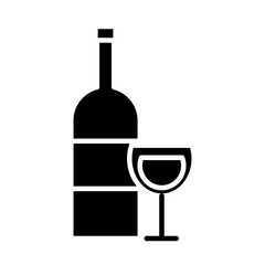 wine cup and bottle drink silhouette style icon