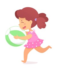 Vector girl with inflatable ring isolated on white