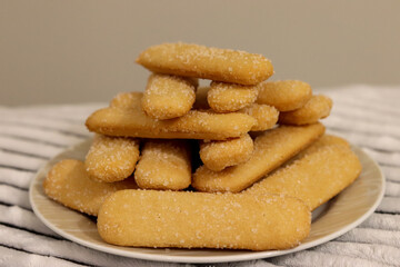 Delicious crispy biscuit coated with sugar crystals.