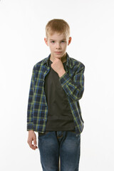Fototapeta premium Portrait of a pensive boy of ten years