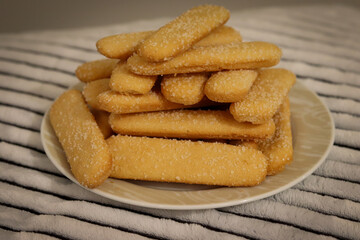 Fototapeta na wymiar Delicious crispy biscuit coated with sugar crystals.