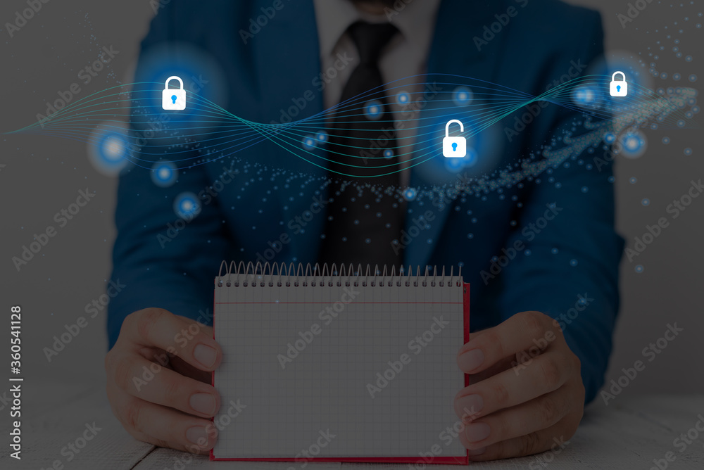 Poster graphics padlock for web data information security application system