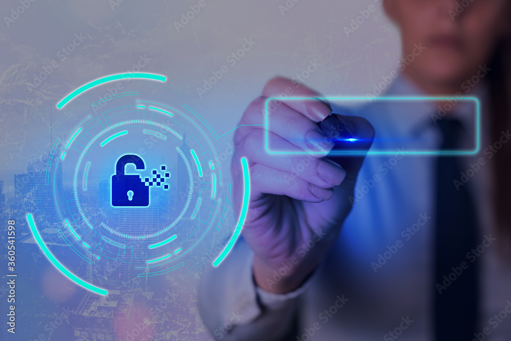 Poster graphics padlock for web data information security application system