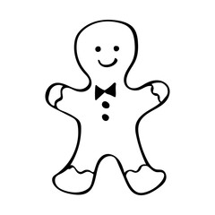 Ginger man in black and white, isolated simple hand drawn vector illustration in doodle style