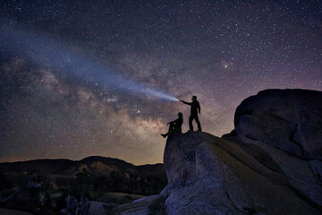 Loving Couple Silhouette Under the Stars at Night - 360541921