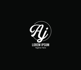 Obraz premium Logo Design AJ White Monogorund Vector With Black Background