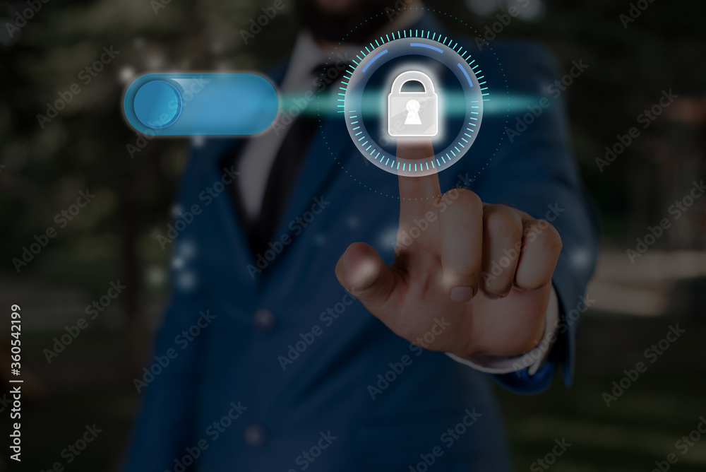 Poster graphics padlock for web data information security application system