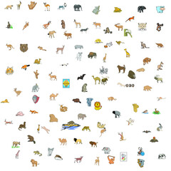 100 vector drawings. Beasts