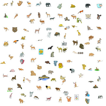 100 vector drawings. Beasts