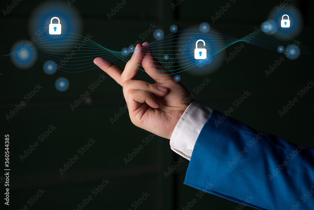 Poster graphics padlock for web data information security application system