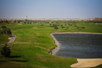 Golf. Sport. Green garden. Golf area. Background.