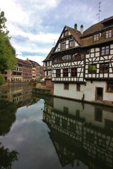 Fototapeta na wymiar Traditional half-timbered houses in La Petite, Strasbourg, Alsace, France