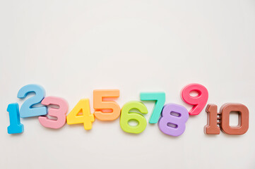 Kids colored number. School mathematical Symbols. Early education, counting game. Preschool exercise for kids. Sequence from 1 to 10.