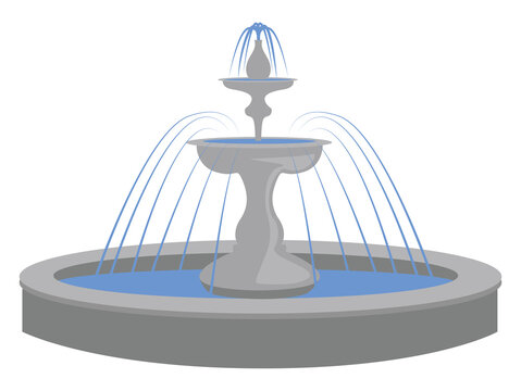 Fountain, illustration, vector on white background