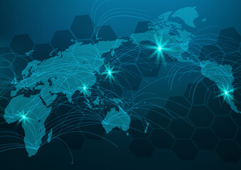 グローバルネットワークサイバーコミュニケーションITイメージネイビー背景