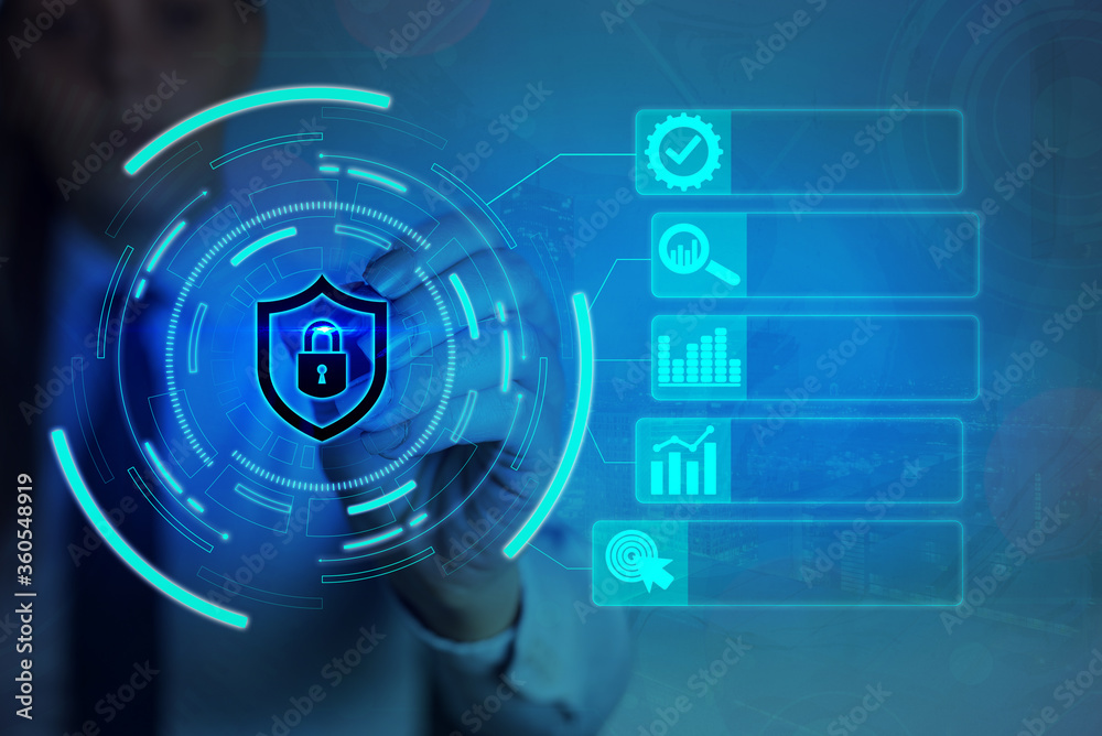Poster graphics padlock for web data information security application system
