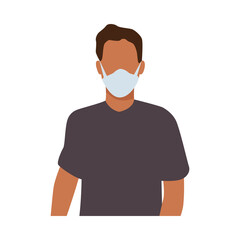 young man wearing medical mask character