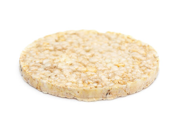 Round diet rice bread on white. Healthy eating.