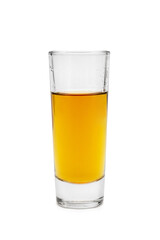 Whiskey shot glass isolated on white.