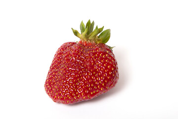 Strawberries on a white background.