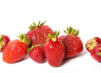 Strawberries on a white background.
